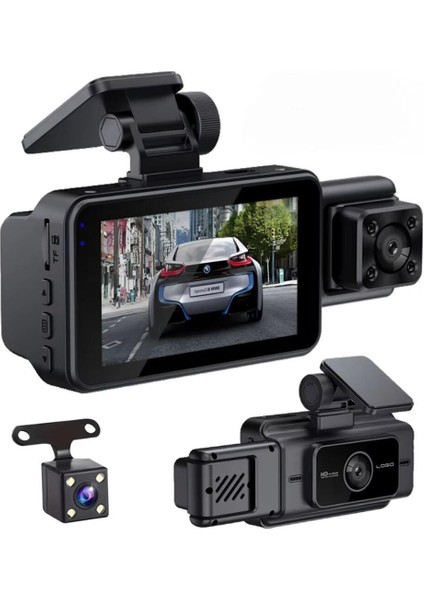 Blm-90 Araç Kamerası 3'' Ekran + Ses + Fullhd + Üç Kamera