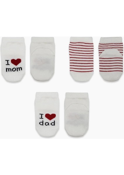 Mom Dad 3'lü Penye Soket Çorap 10123 Ekru