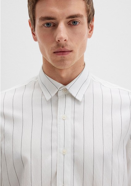 Çizgili Beyaz Gömlek 0211665-90898