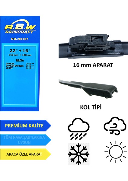 Dacia Dokker (2016-2021) Ön Silecek Süpürgesi 550MM + 400MM fiyatları