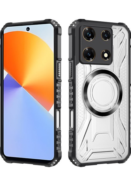 Case For Infinix Note 30 Pro Için Manyetik Halkalı Şeffaf Akrilik Darbeye Dayanıklı Koruyucu Kılıf-Siyah (Yurt Dışından)