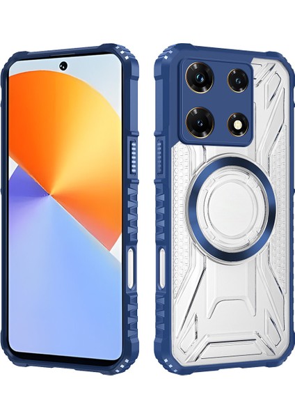 Case For Infinix Note 30 Pro Için Manyetik Halkalı Şeffaf Akrilik Darbeye Dayanıklı Koruyucu Kılıf-Mavi (Yurt Dışından)