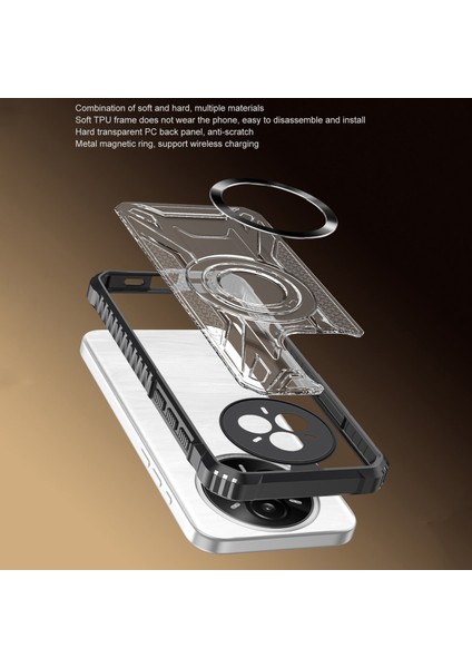 Case For Realme 14 Pro Için Manyetik Halkalı Şeffaf Akrilik Darbeye Dayanıklı Koruyucu Kılıf-Mavi (Yurt Dışından) fiyatları