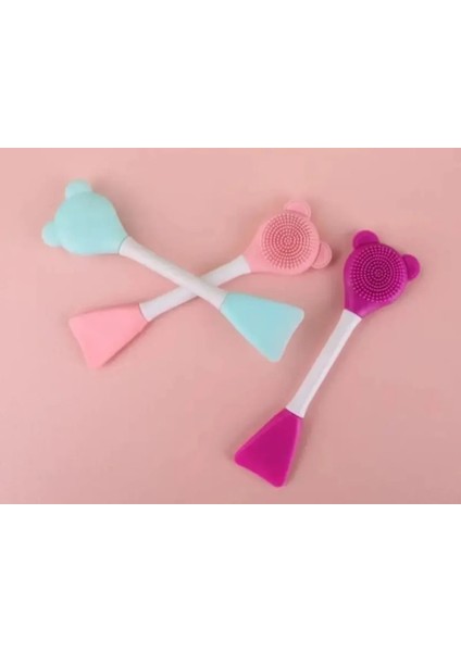 2 Adet Silikon Çift Başlıklı Cilt Temizleme Maske ve Krem Sürme Yüz Fırçası fiyatları