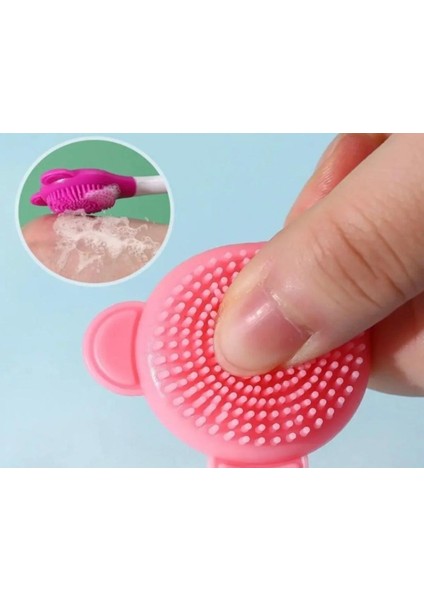 2 Adet Silikon Çift Başlıklı Cilt Temizleme Maske ve Krem Sürme Yüz Fırçası