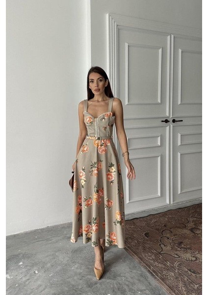Haki Ince Kemer Detaylı Elbise modelleri
