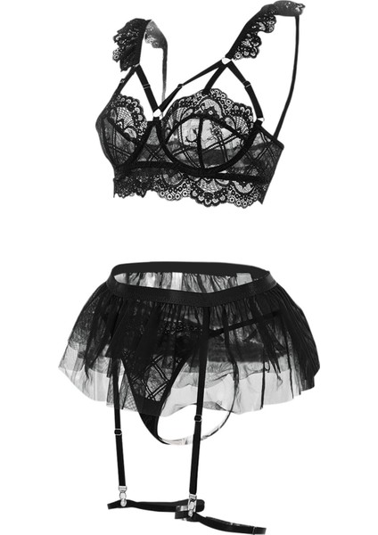 Kadın Siyah Tül Etekli, Göğüs Balenli Fantazi Kostüm fırsatları