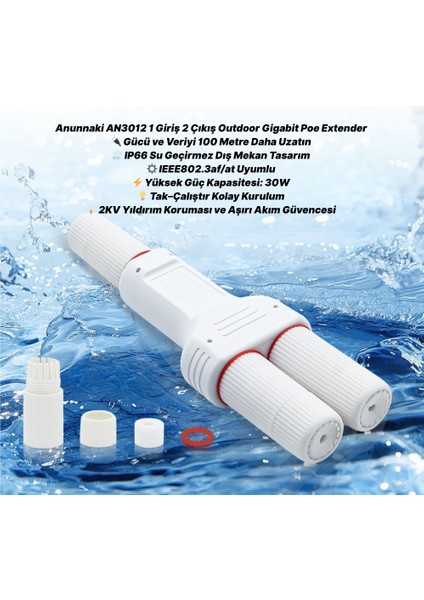 AN3012 Outdoor Su Geçirmez 1x2 1 Giriş 2 Çıkış Poe Extender Ethernet Repeater Dış Mekan fiyatları