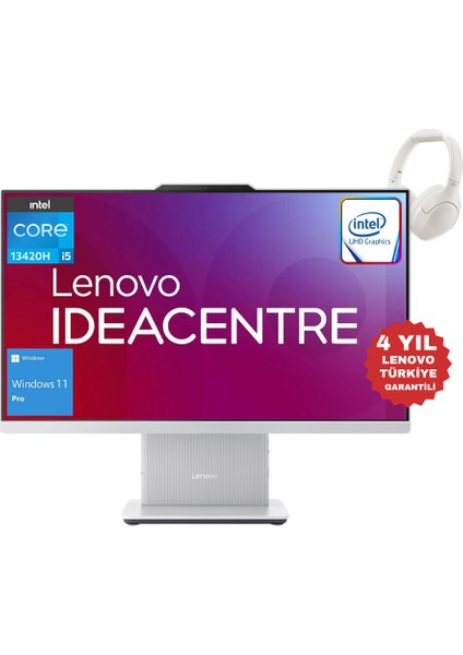 Ideacentre Aıo Intel Core I5 13420H 16GB 512GB SSD 23.8" 100Hz Fhd Windows 11 Pro All-In-One Bilgisayar F0HN0053TR - H3 Lite Kulaklık WZ22