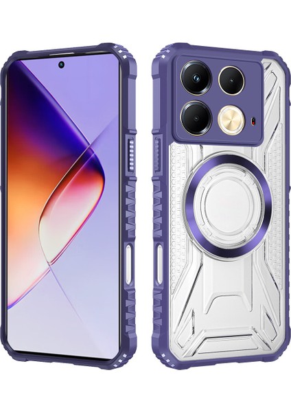 Case For Infinix Note 40 4g Için Manyetik Halkalı Şeffaf Akrilik Darbeye Dayanıklı Koruyucu Kılıf-Mor (Yurt Dışından)