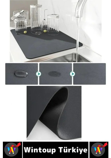 Kaymaz Kauçuk Güçlü Su Emici Tezgah Üstü Banyo Mutfak Bulaşık Kapı Önü Çok Amaçlı Mat 40 x 50 cm fiyatları