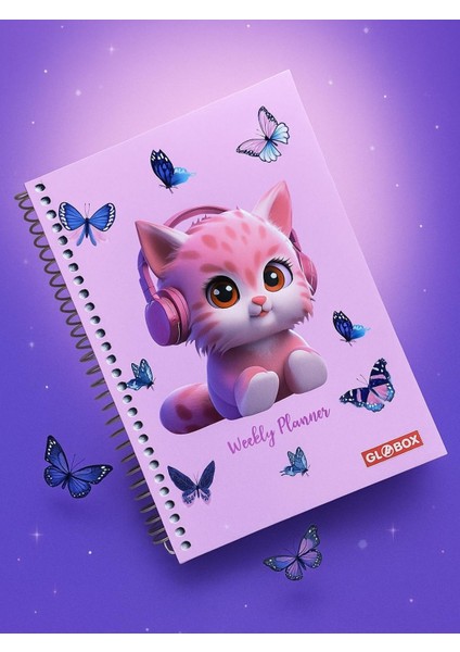 A5 Spiralli Sert Kapak Süresiz-Motivasyon Sayfalı-Haftalık Planlayıcı Ajanda Pembe