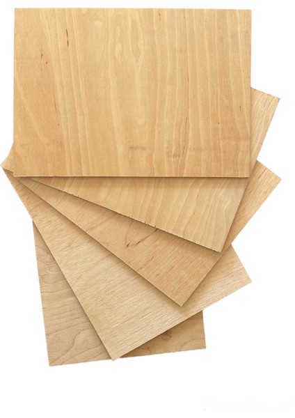 6 mm A5 Ebat (21X14,5 cm ) Huş Kontraplak Bir Yüzü Budaklı Yakma Dağlama 6 Adet