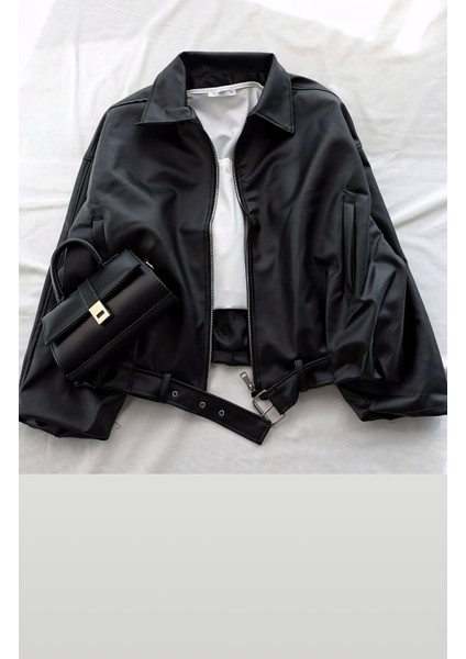 Oversize Bomber Deri Ceket