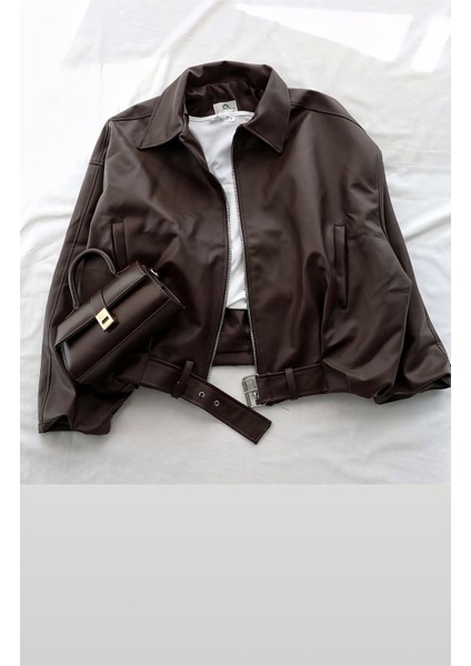 Oversize Bomber Deri Ceket