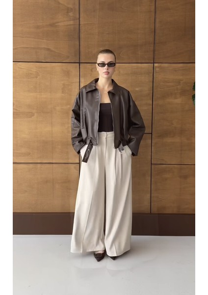 Oversize Bomber Deri Ceket modelleri