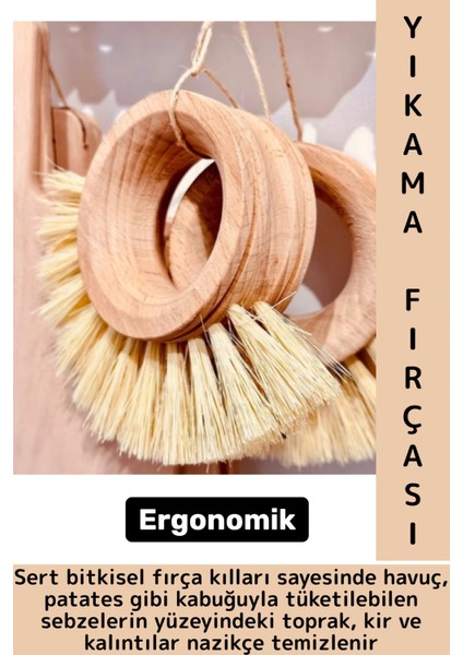 Ergonomik Kolay Tutuş Sert Bitkisel Kıllı Havuç Patates Pancar Turp Sebze Meyve Yıkama Fırçası