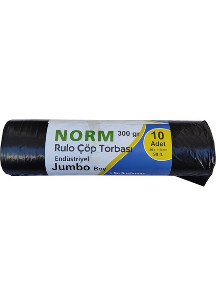 Endüstriyel Jumbo Çöp Torbası Poşeti - 2 Kat - Siyah - 300 Gr. - 90 Lt. - 80 x 110 Cm. / 5 Rulo fiyatları