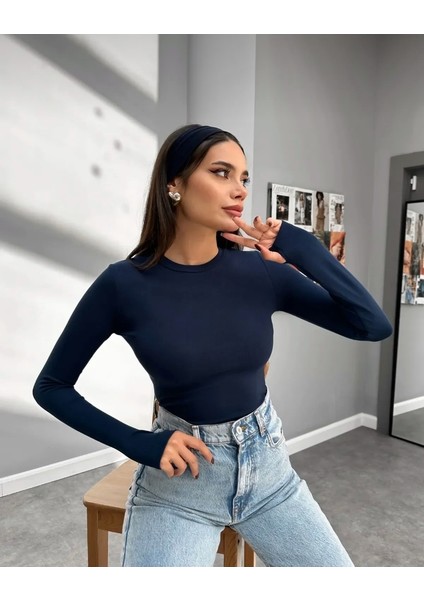 Uzun Kollu Basic Parmak Geçirmeli Body