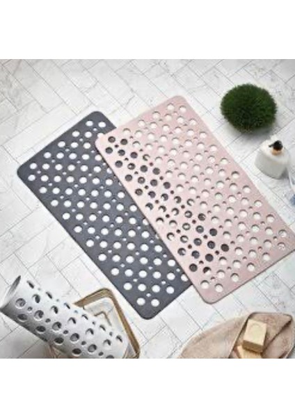 Gri Dikdörtgen Banyo Paspası, Kaydırmaz ve Vantuzlu, Konforlu Kullanım fiyatları