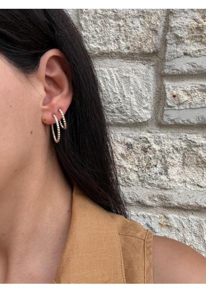 Xuping 14K Zirkon Taş Topcuk Iki Boy Gold Halka Küpe fiyatları