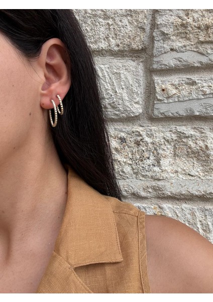 Xuping 14K Zirkon Taş Topcuk Iki Boy Gold Halka Küpe fırsatları