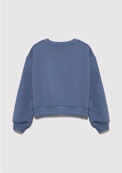 Mavi Kedi Baskılı Mavi Sweatshirt 7S10133-86702