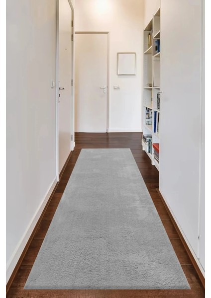 Açık Gri Peluş Yolluk, Yumuşacık, Yıkanabilir, Kaymaz Taban, Koridor Halısı fırsatları