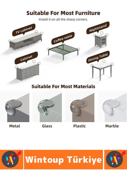 Pratik Çocuk Bebek Güvenlik Masa Komodin Mobilya Çarpma Önleyen Silikon Köşe Kenar Koruyucu 20 Adet fırsatları