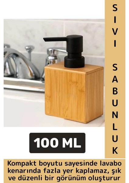 Kompakt Dayanıklı Lavabo Mutfak Banyo Deterjan Losyon Şampuan Şık Doğal Ahşap Sıvı Sabunluk 100 ml