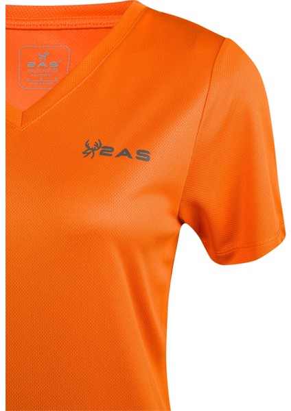 Freda V Yaka Kadın Tişört Turuncu