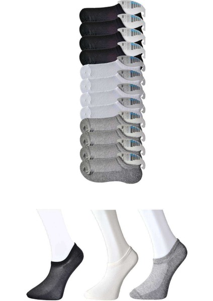 Siyah Gri ve Beyaz Erkek Görünmez Çorap 12 Çift fırsatları