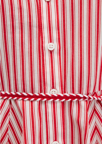 Çizgili Beli Bağcıklı Mini Elbise 1310763-82656