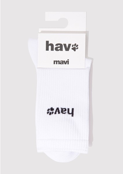 Hav Baskılı Beyaz Soket Çorap 1913653-620