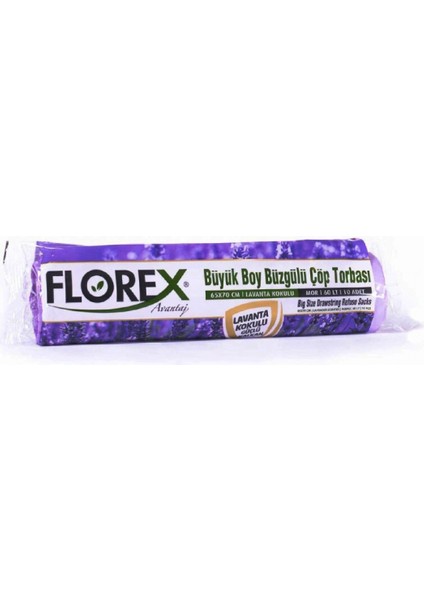 25 Adet FLOREX-503 Avantaj Lavanta Kokulu Büzgülü Büyük 10PCS 65X70CM Çöp Torba (4887)