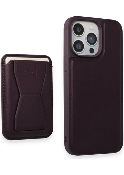 iPhone 14 Pro Kılıf Hd Deri Luxury Magnet Kartvizitli Kapak - Derin Mor fiyatları