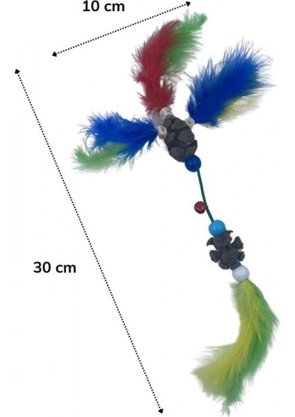 Tüylü Tahta Boncuklu Zilli Kedi Oyuncağı Çok Renkli Kedi Oyuncak (4887) fırsatları