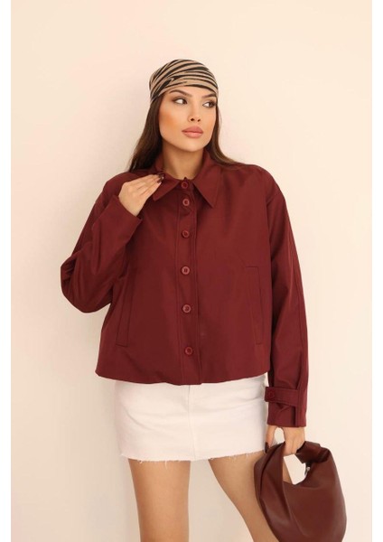 Kadın Bordo Düğmeli Oversize Ceket – Şehirli Stil, Modern Dokunuş fırsatları