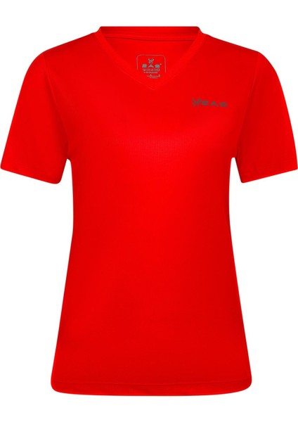 Freda V Yaka Kadın Tişört Kırmızı indirimleri