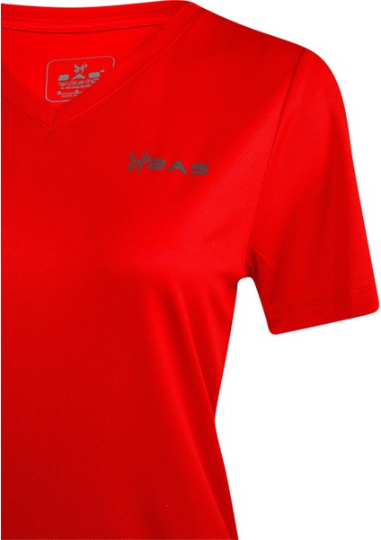 Freda V Yaka Kadın Tişört Kırmızı