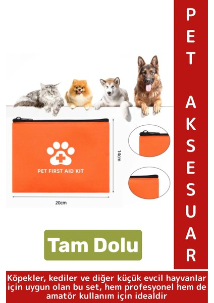 Portatif Dayanıklı Evcil Hayvan Kedi Köpek Tam Dolu Acil Durum Ihtiyaç Ilk Yardım Seti Çantası