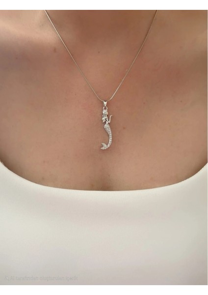 Denizkızı Figürlü Gümüş Renk Çelik Kolye fırsatları
