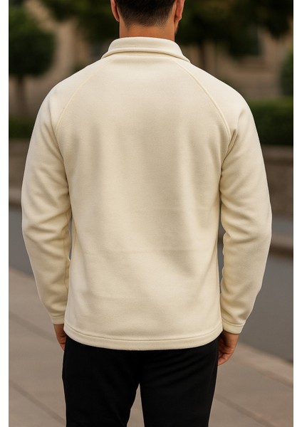Erkek Polo Yaka Düğmeli Polar Sweatshirt Reglan Kol fiyatları