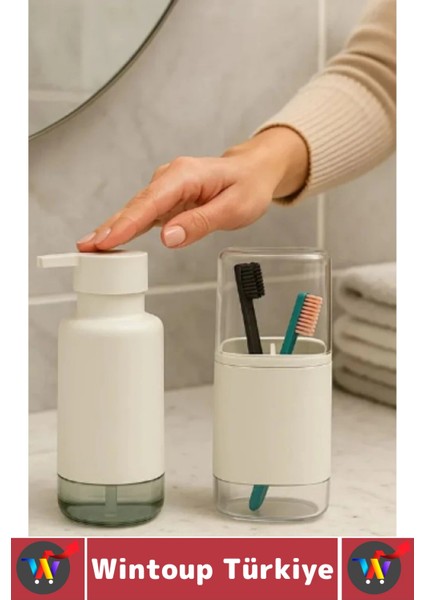 Dayanıklı Banyo Sabun Losyon Şampuan Pratik Çok Şık Modern Sıvı Sabunluk Diş Fırçalık Ikili Set fiyatları