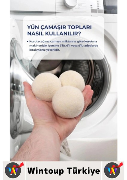 Kırışıklık Azaltan Hızlı Kuruma Sürtünme Engelleyen Çamaşır Makinesi Pratik Yün Kurutma Topu 6 Adet fiyatları