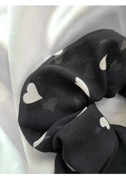 Kadın Siyah Kalp Desenli Tül Toka – Tekli Lastik Model Scrunchie fiyatları