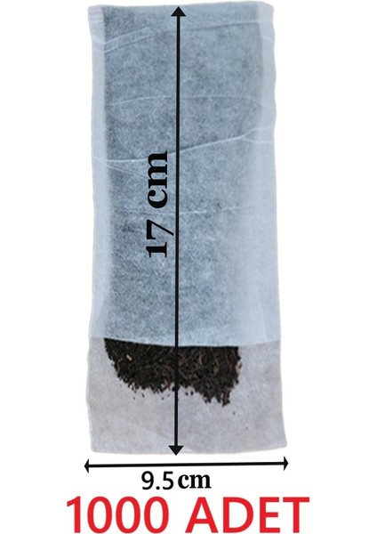 Çay Bitki Çayı Demleme Filtresi Boş Demlik Poşeti Galoşu Bonesi 9.5X17 cm 1000 Adet Ev Otel Cafe Horeca