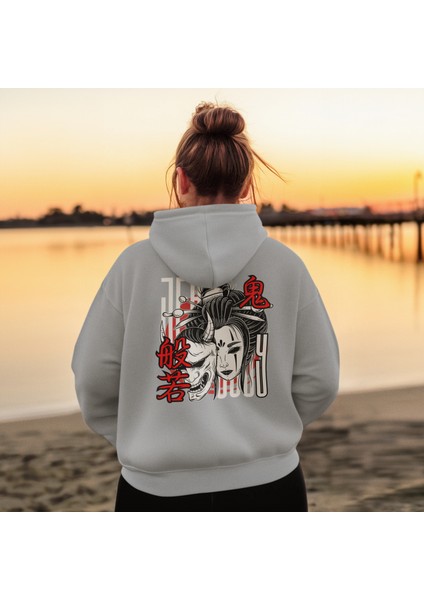 Japon Sanatı Temalı Unisex Kapşonlu Sweatshirt – Minimalist ve Şık
