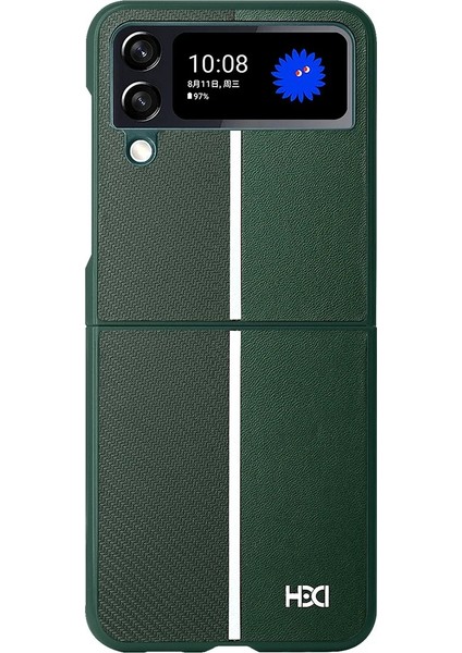 Samsung Galaxy Z Flip 4 Kılıf HBC-155 Lizbon Kapak - Koyu Yeşil