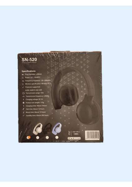 Kulak Üstü Kulaklık SN520 Uyumlu Wireless Kablosuz ve Kablolu (Lacivert)